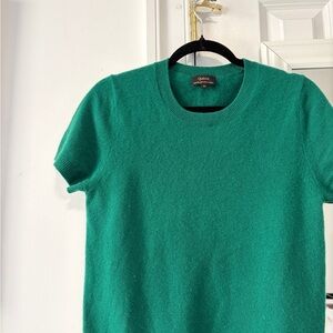 Quince Green Cashmere Short Sleeve Sweater